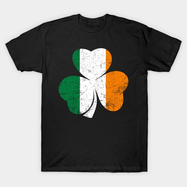 St Patrick's Day Shirt Women's Ireland Shamrock Distressed Irish Flag Clover T-Shirt by PsychoDynamics